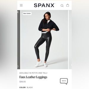 SPANX Medium Petite Faux Leather Leggings